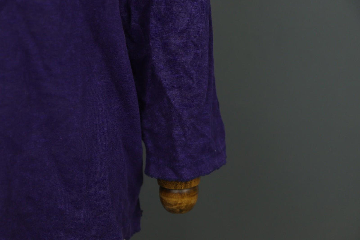 GUDRUN SJODEN Purple 100% Linen Stretch Round Neck Button Front Shirt Top – Size L