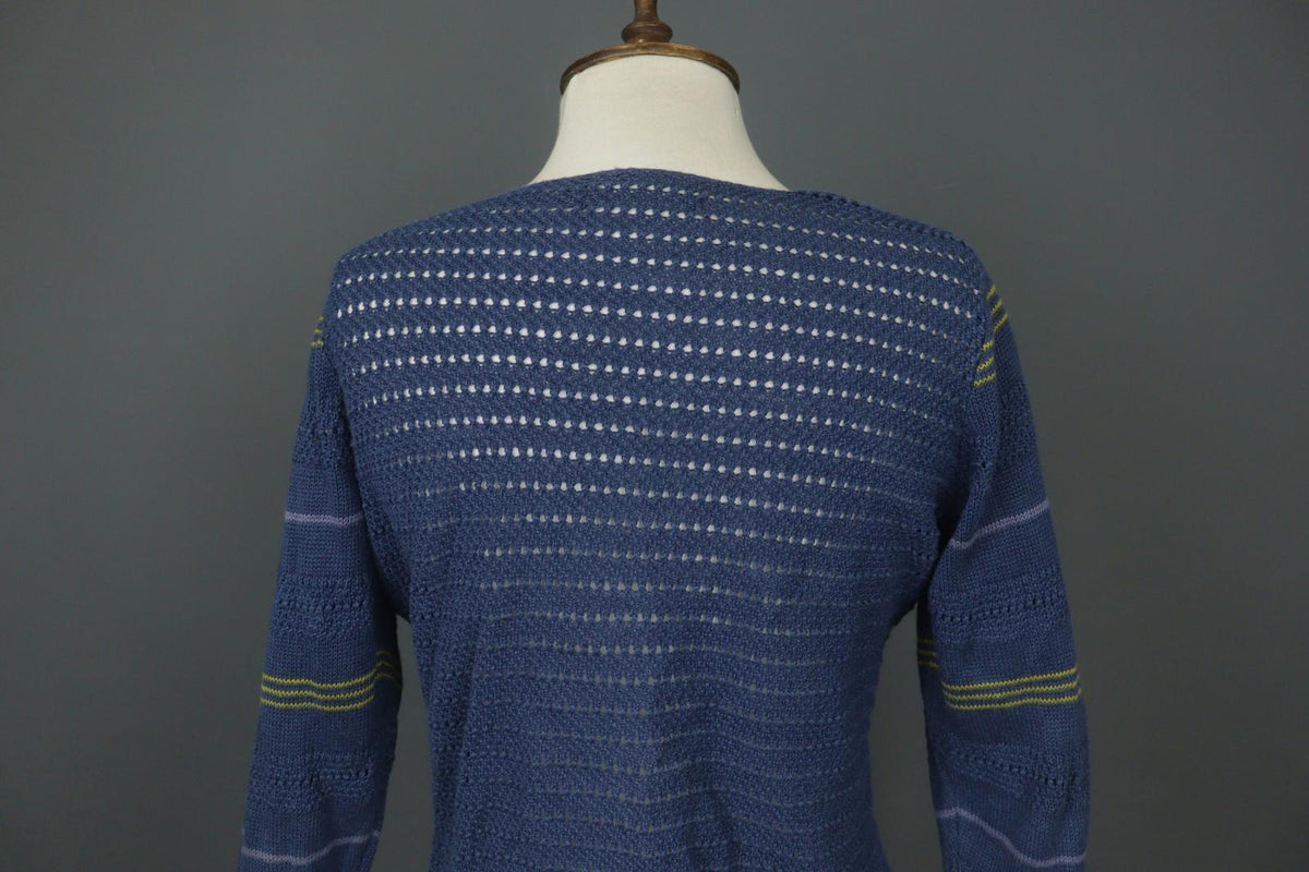 Used GUDRUN SJODEN Blue Open Knitted Long Sleeve Button-Front Cardigan Sweater – Size S