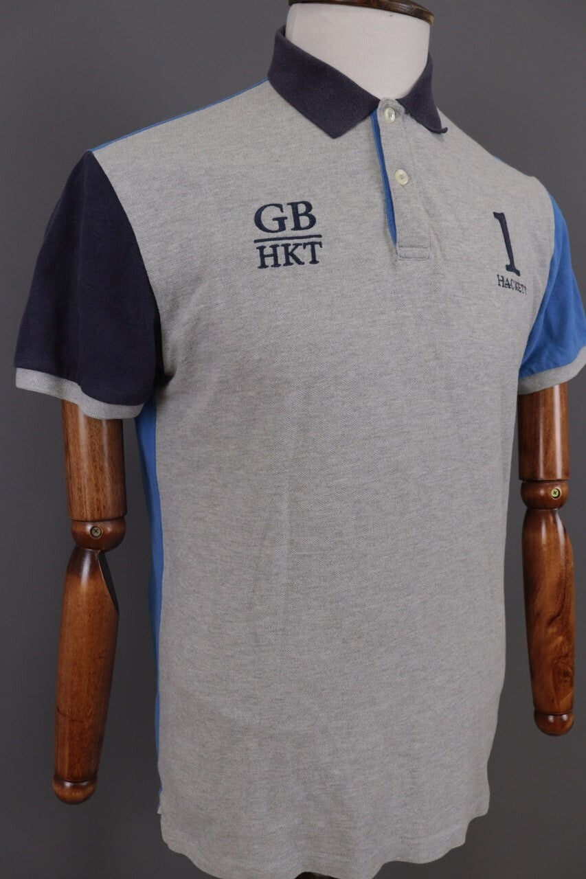 Hackett London Classic Fit GB Gray Summer #3 Short Sleeve Polo Shirt – Size M – Used