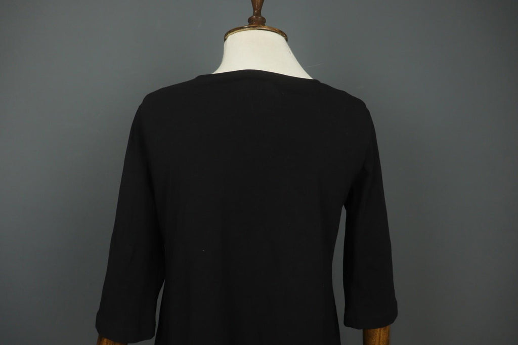 GUDRUN SJODEN Black Cotton Long Sleeve Round Neck Pullover Shift Dress – Size M
