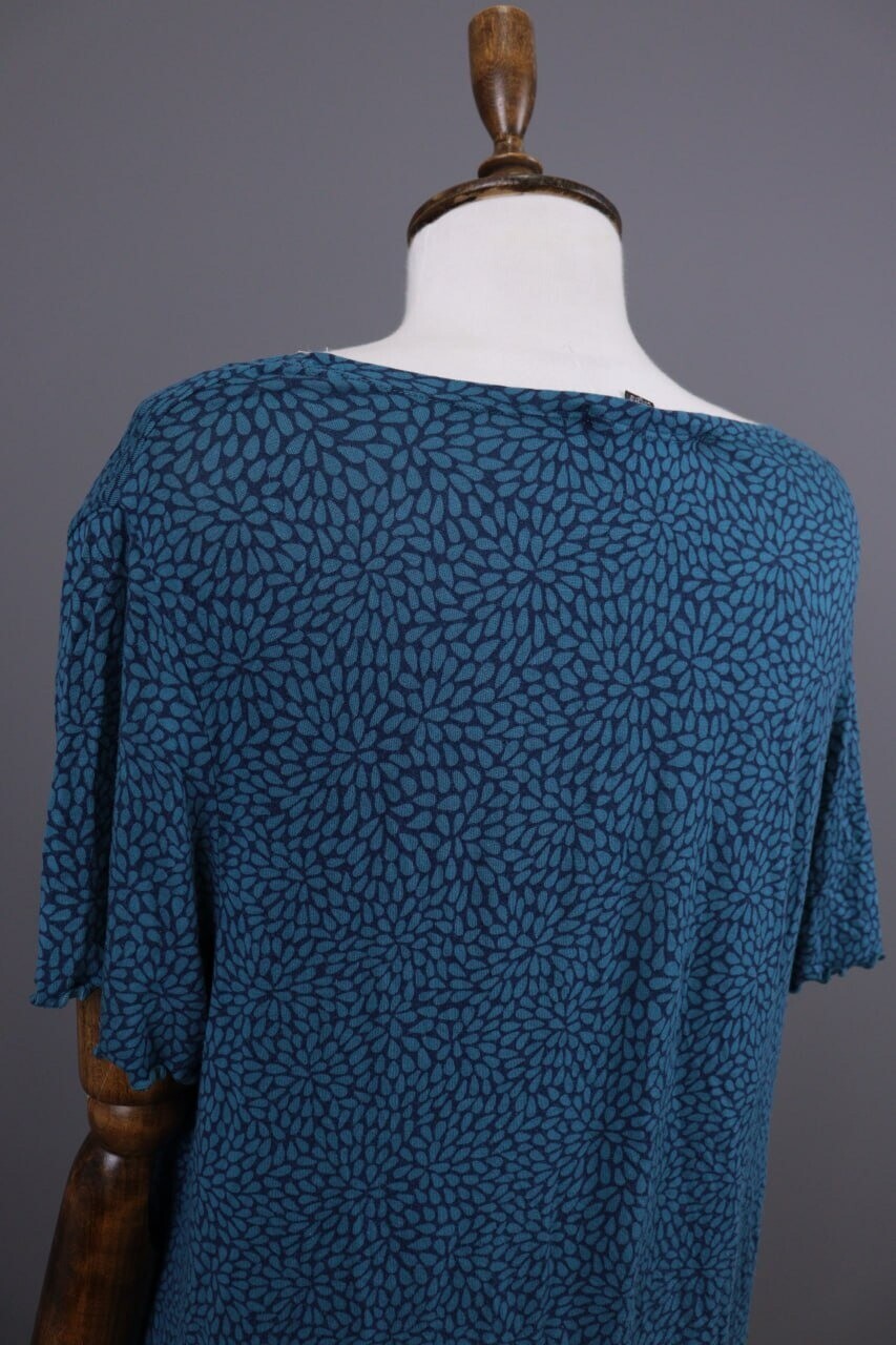 Gudrun Sjoden Blue Floral Oversize Lagenlook Long Sleeve Tunic Dress – Size L