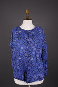 Gudrun Sjode Blue Floral Print Textured Liquid Buttoned Cardigan – Size L