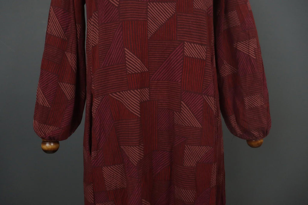 GUDRUN SJODEN Multicolor Geometric Lyocell Baloon Sleeve Shift Dress – Size M