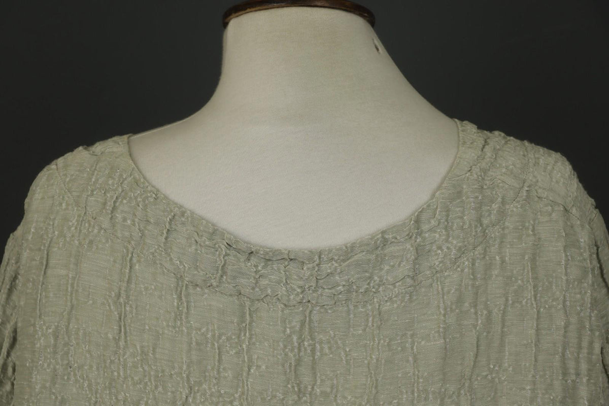 GRIZAS Silver Linen Blend Long Sleeve Crew Neck Summer Casual Maxi Dress Sz 2XL