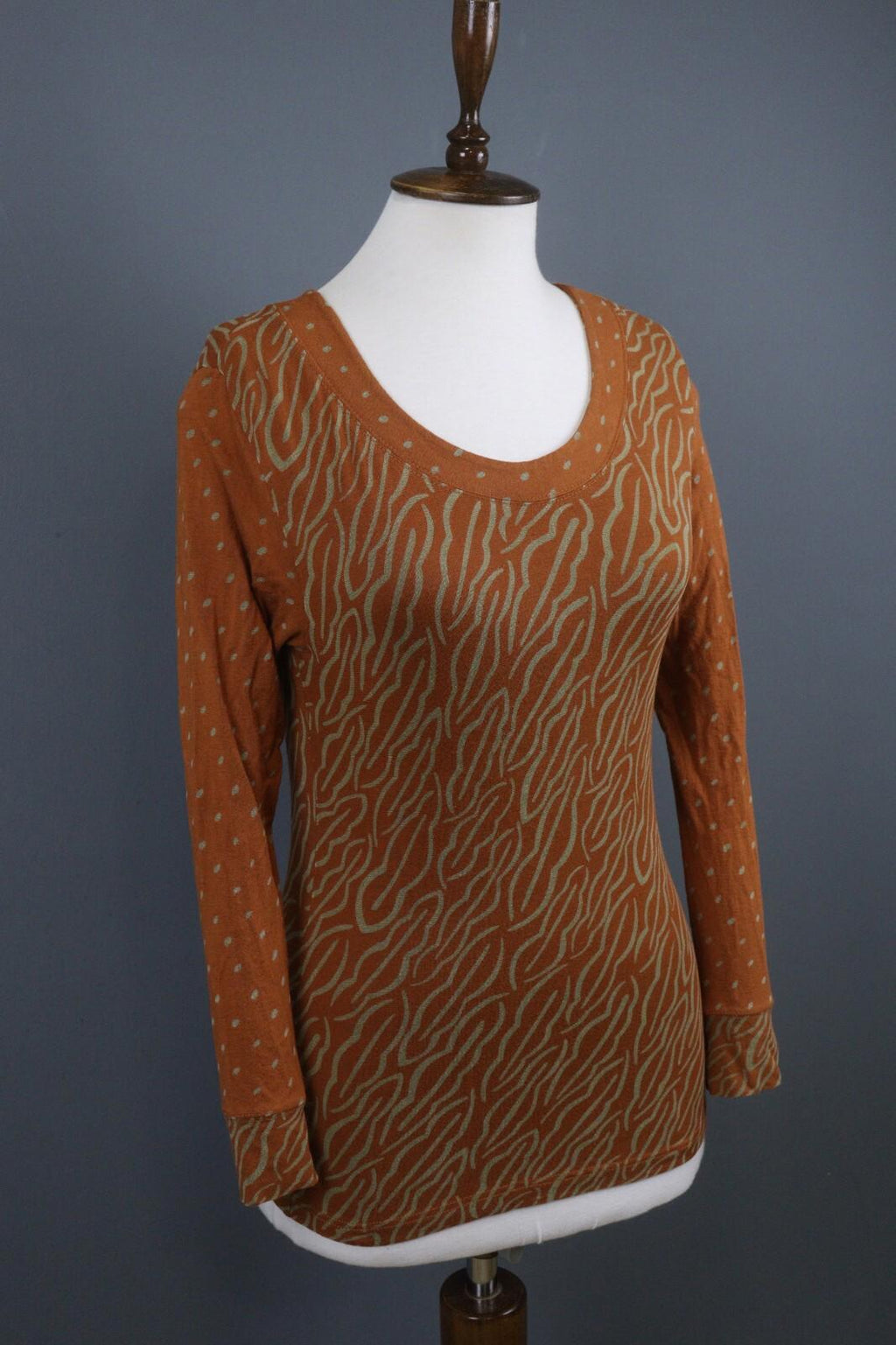 GUDRUN SJODEN Brown Long Sleeve Lightweight Top Blouse – Size S