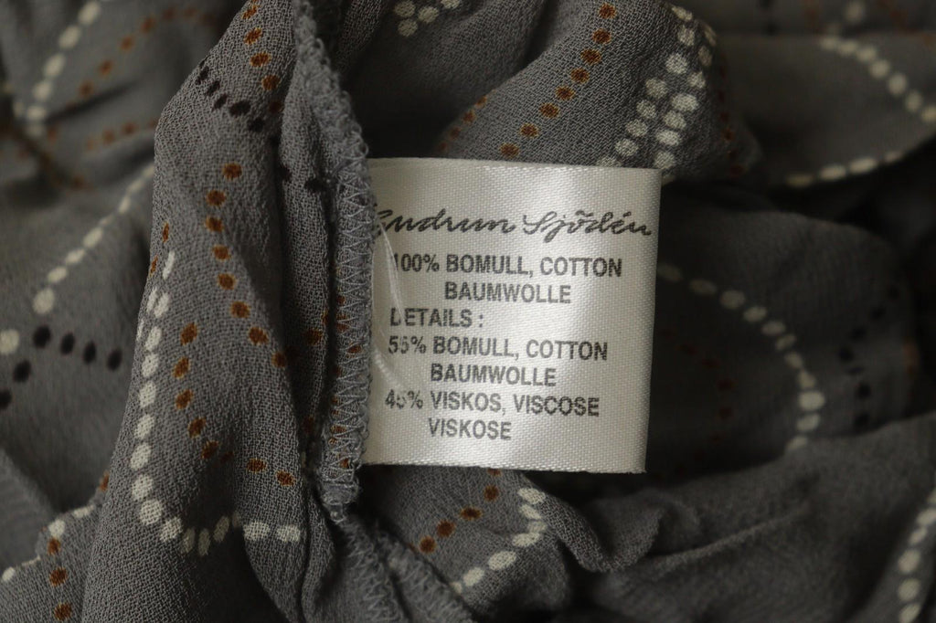 GUDRUN SJÖDEN Gray Floral Cotton Long Sleeve Button Front Tunic Shirt Top – Size L