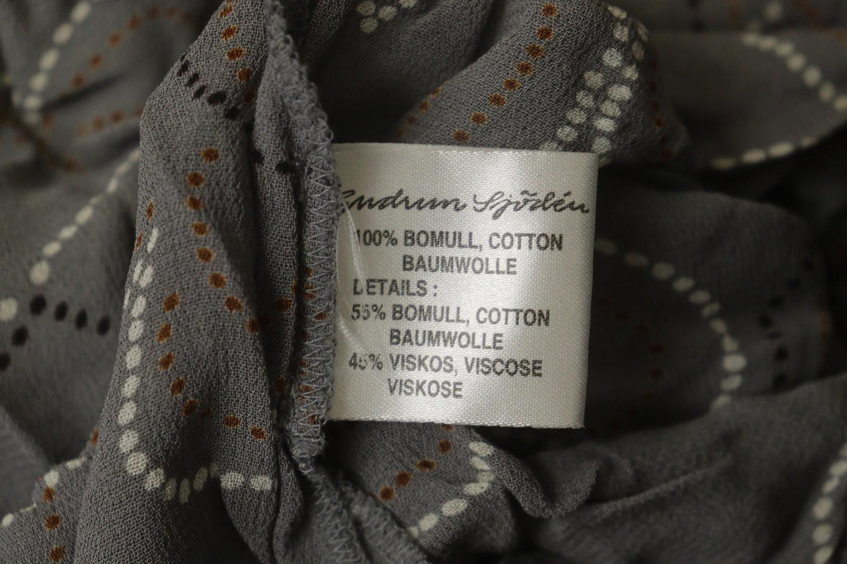 GUDRUN SJÖDEN Gray Floral Cotton Long Sleeve Button Front Tunic Shirt Top – Size L