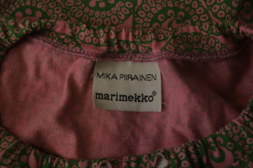 MARIMEKKO Pink Green Geometric Cotton Round Neck Long Sleeve Blouse Top – Size M