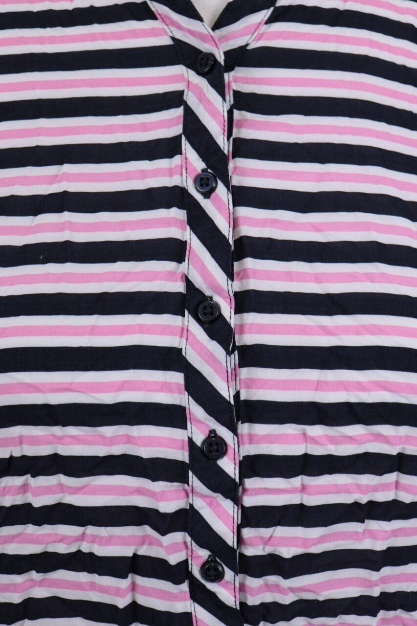 Emily Van Den Bergh Multicolor Striped Long Sleeve Henley Blouse Shirt Sz 38 / M