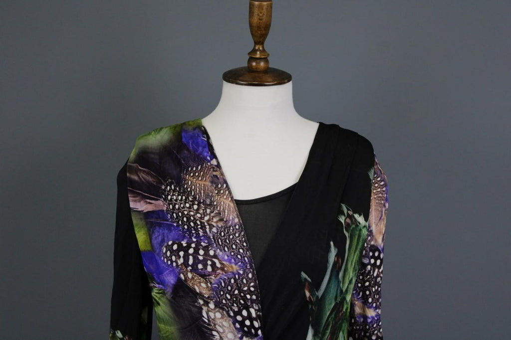 ETRO Multicolor Printed Lined Wrapped V-Neck Long Sleeve Bodycon Dress – Size 42