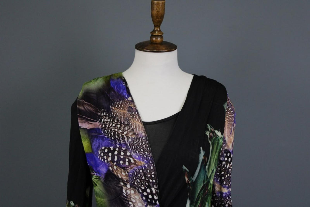 ETRO Multicolor Printed Lined Wrapped V-Neck Long Sleeve Bodycon Dress – Size 42