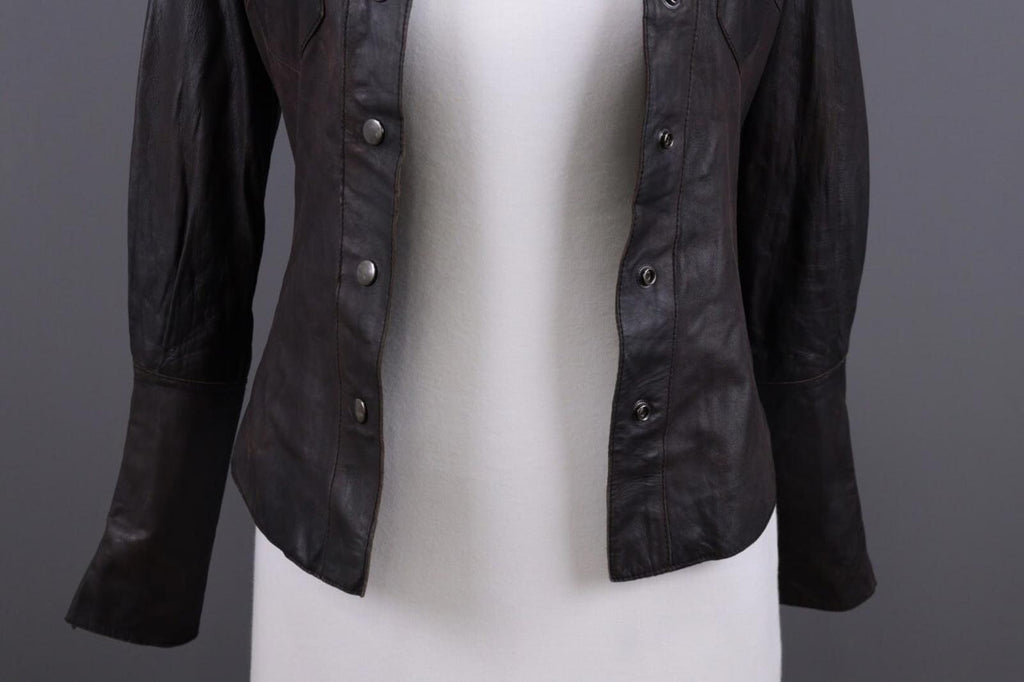 ALLSAINTS Brown Snap Leather Biker Jacket – Size XS