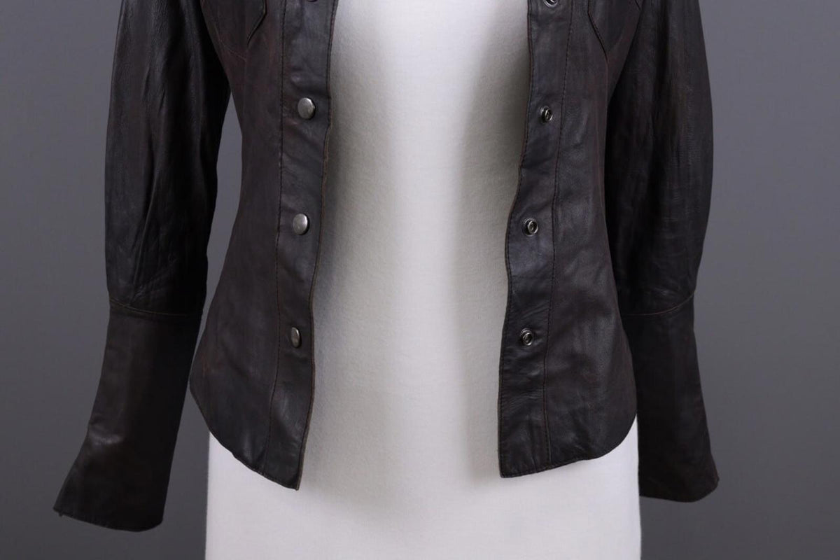 ALLSAINTS Brown Snap Leather Biker Jacket – Size XS