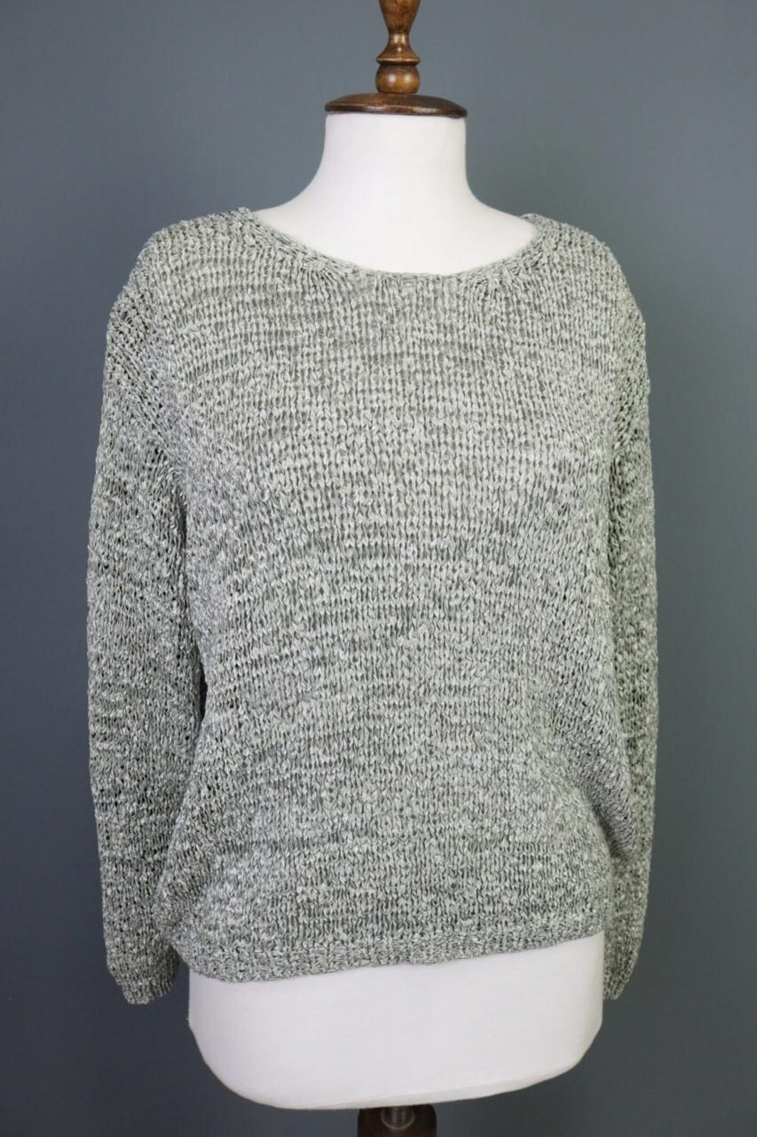ANNETTE GORTZ Gray Open Knit Crew Neck Knit Sweater – Size M