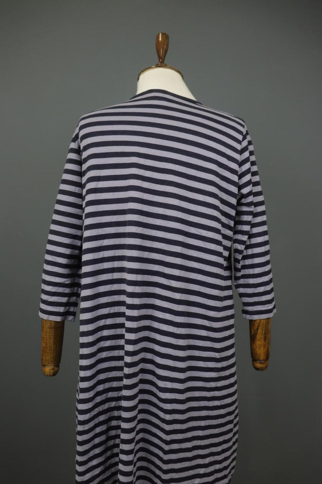 MARIMEKKO Gray & Black Striped 3/4 Sleeve Front Pockets Tunic Dress Sz S/M