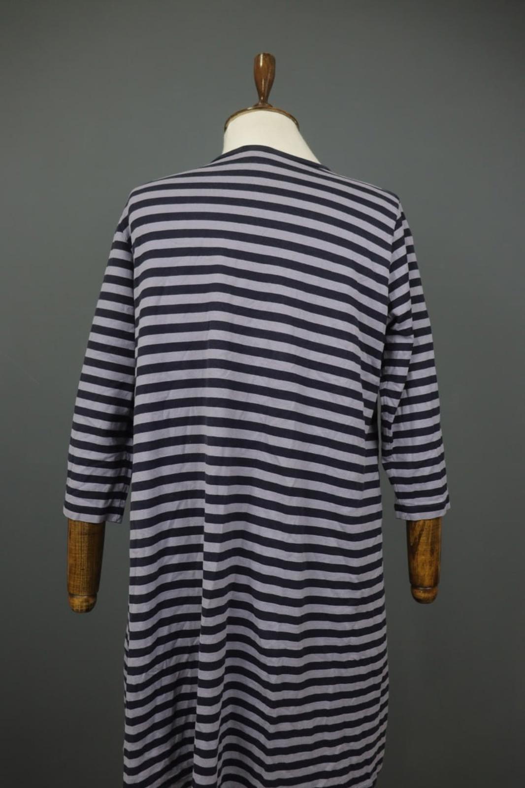 MARIMEKKO Gray & Black Striped 3/4 Sleeve Front Pockets Tunic Dress Sz S/M