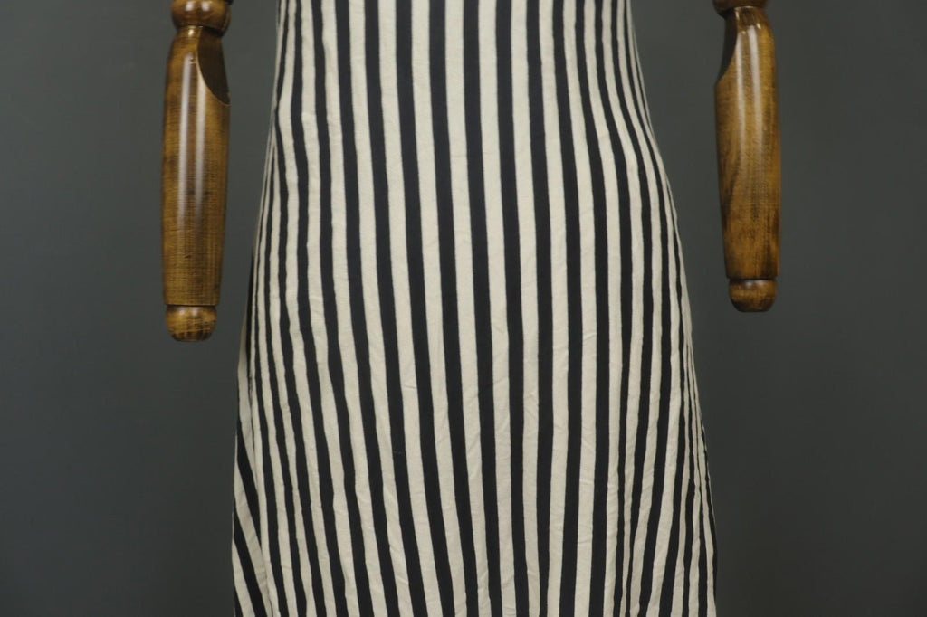 GUDRUN SJODEN Black White Striped 100% Cotton Round Neck Shift Dress – Size S – Used