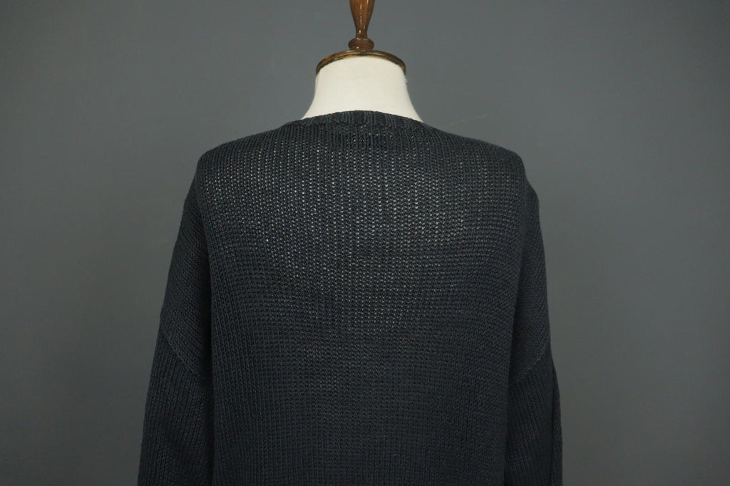 IRIS V ARNIM Multicolor Silk Chunky Knit Raglan Sleeve V-Neck Pullover Sweater