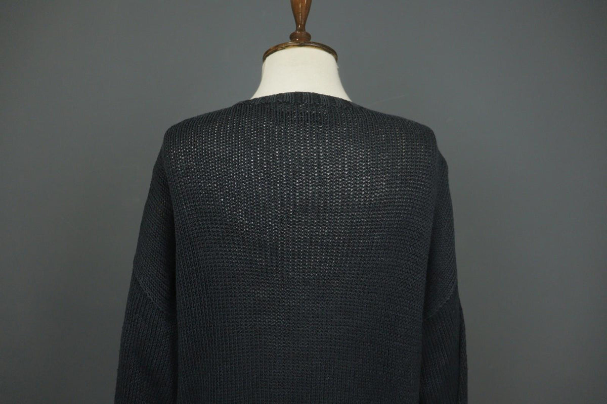 IRIS V ARNIM Multicolor Silk Chunky Knit Raglan Sleeve V-Neck Pullover Sweater
