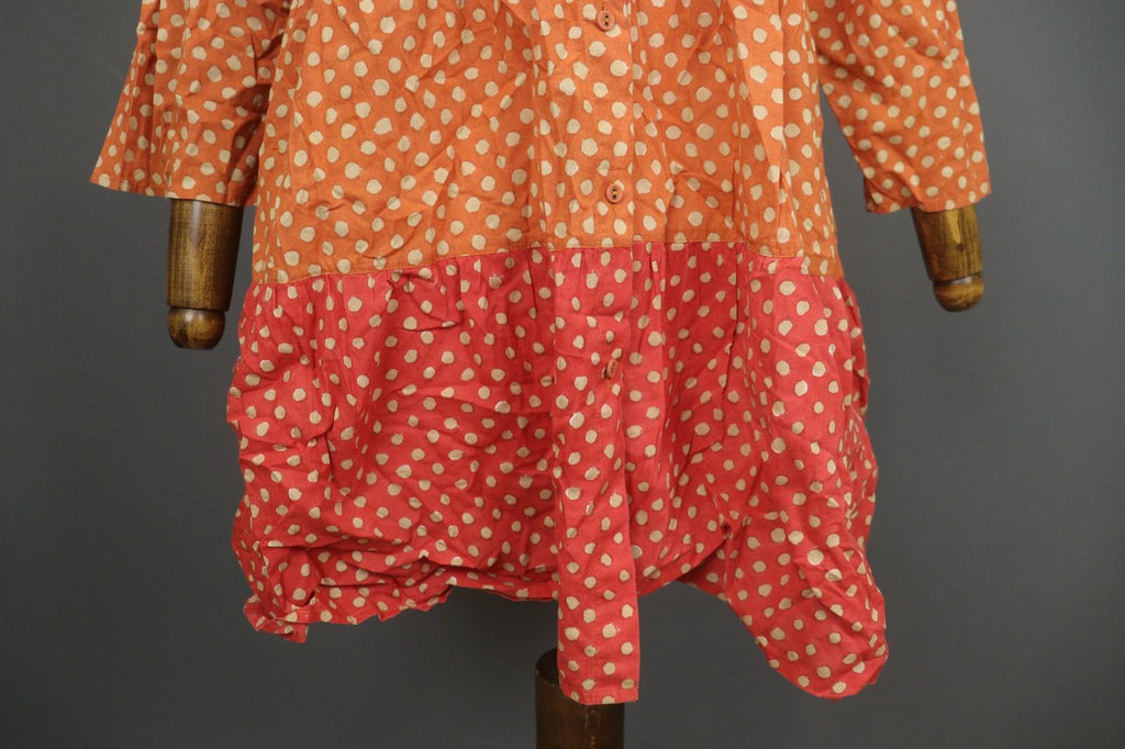 GUDRUN SJODEN Multicolor Polka Dot Organic Cotton Button Front Shift Dress Sz M