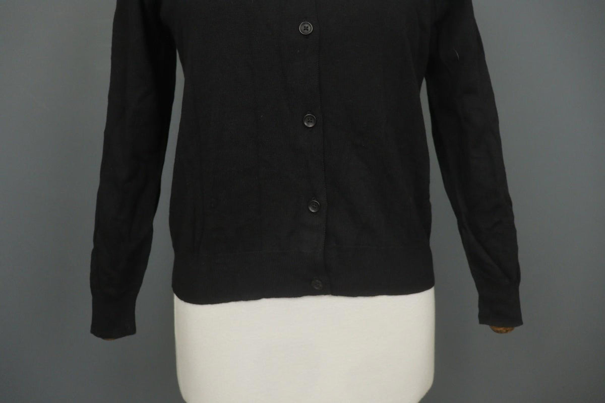 COACH Black Viscose Blend Raglan Sleeve Button Front Cardigan Sweater – Size S