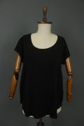 GUDRUN SJODEN Black Lyocell Short Sleeve Round Neck Pullover Blouse Top – Size L