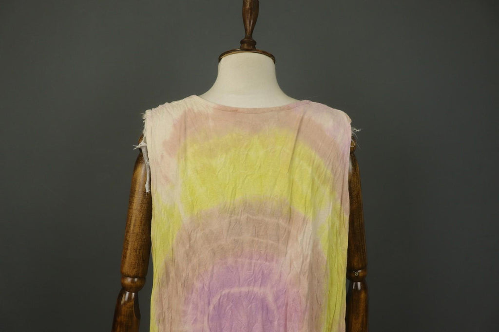 BARBARA SPEER Multicolor Tie dye Round Neck Asymmetrical Hem Shift Dress – Size 2