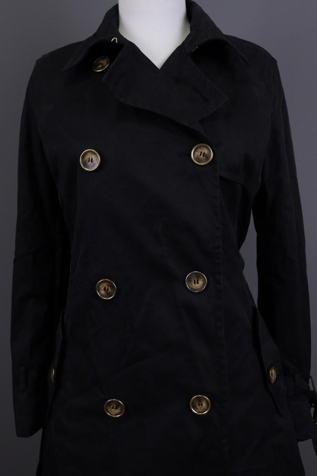 WEEKEND MAX MARA Black Double Breasted Belted Trench Coat – Size I 44 / GB 12 / S