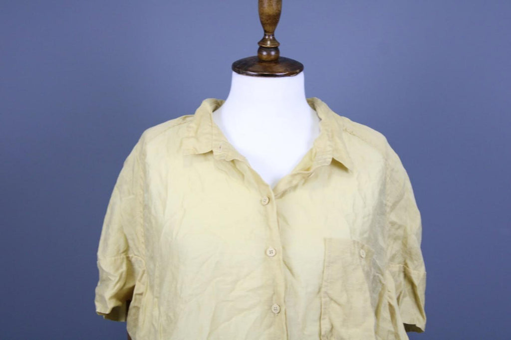 RUNDHOLZ Beige Classic Fit Collared Long Sleeve Button Front Shirt Top – Size L