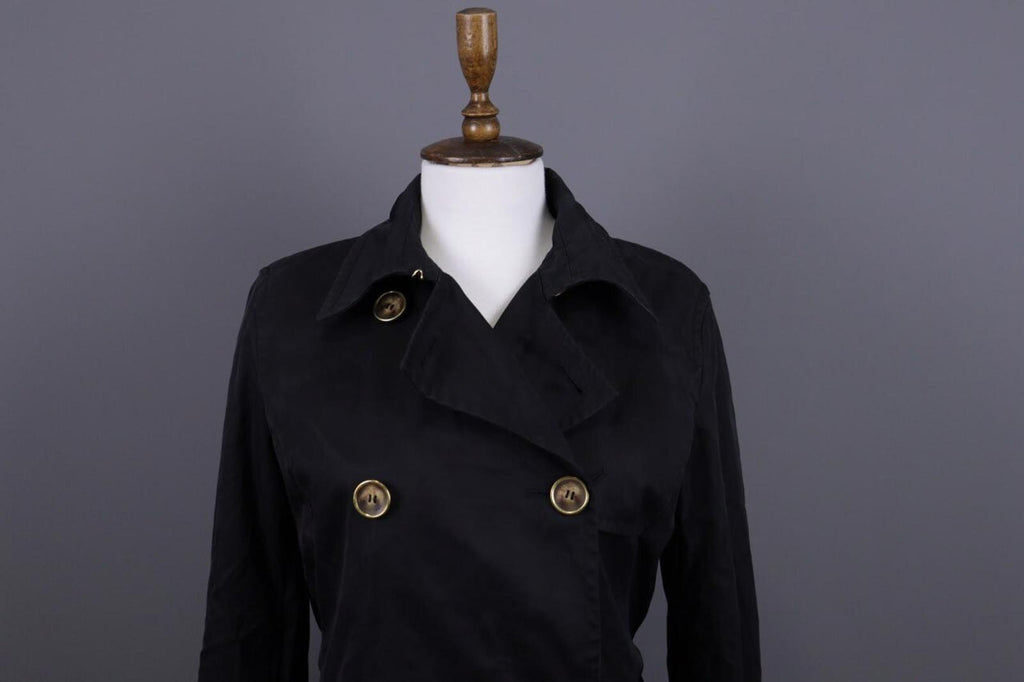 WEEKEND MAX MARA Black Double Breasted Belted Trench Coat – Size I 44 / GB 12 / S