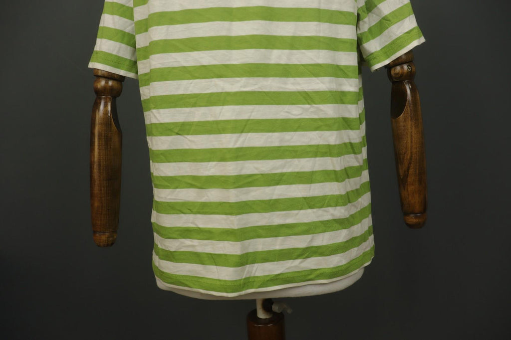 GUDRUN SJODEN White Green Striped 100% Cotton Crew Neck Pullover T-Shirt – Size L
