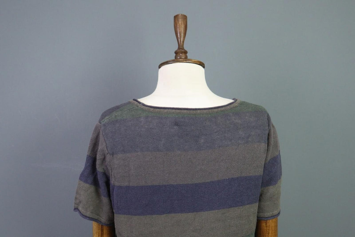 GUDRUN SJODEN Multicolor Striped Linen Short Sleeve Sweater Dress – Size S – Used