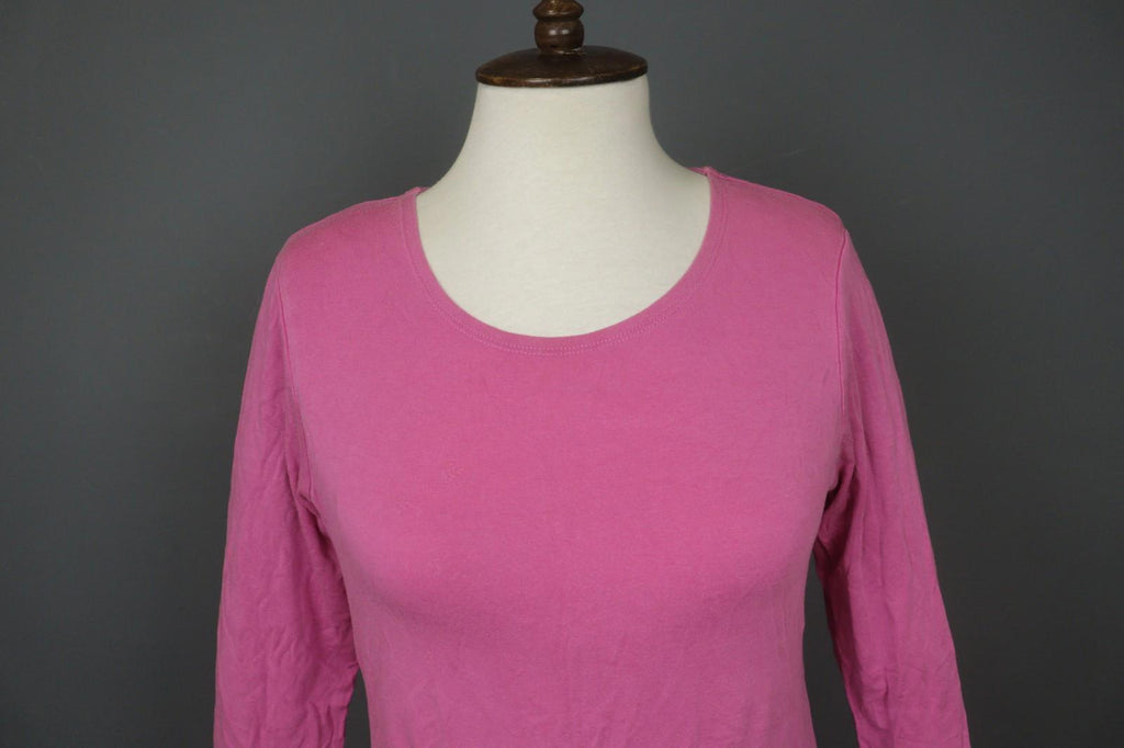 GUDRUN SJODEN Pink Lyocell Long Sleeve Round Neck Pullover T-Shirt Top – Size M