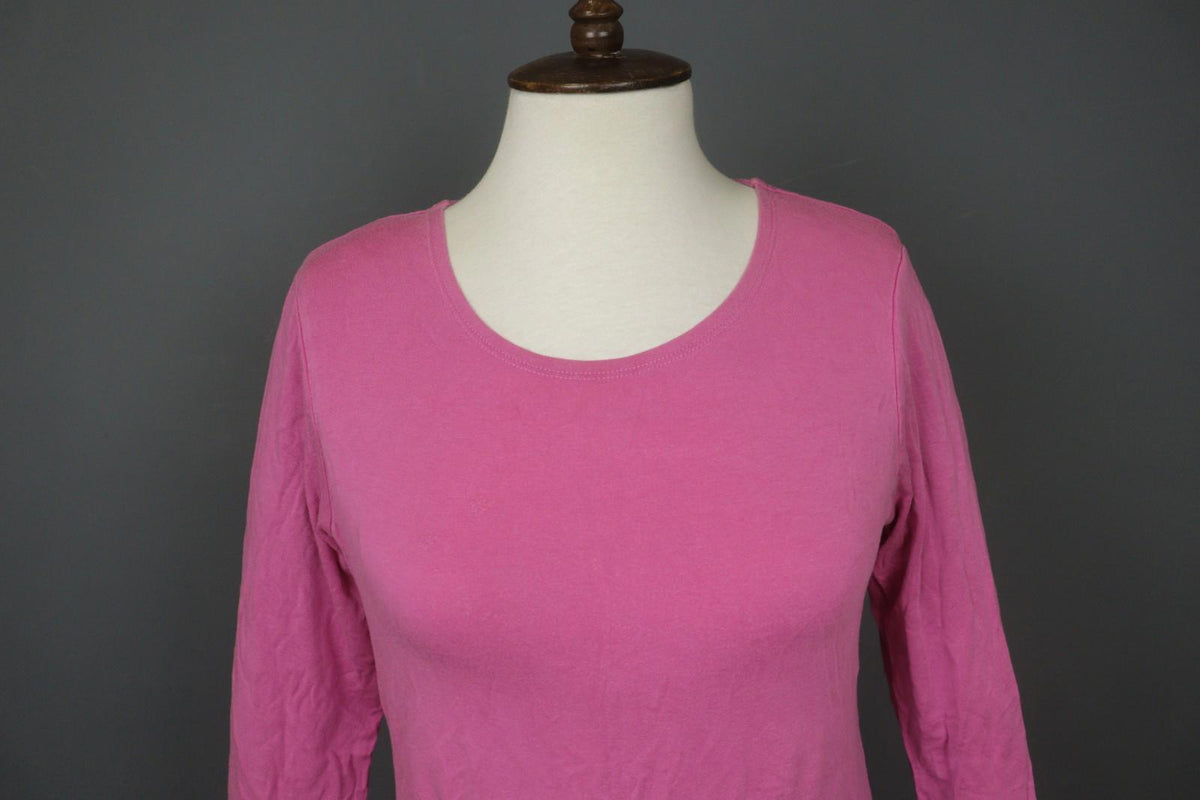 GUDRUN SJODEN Pink Lyocell Long Sleeve Round Neck Pullover T-Shirt Top – Size M