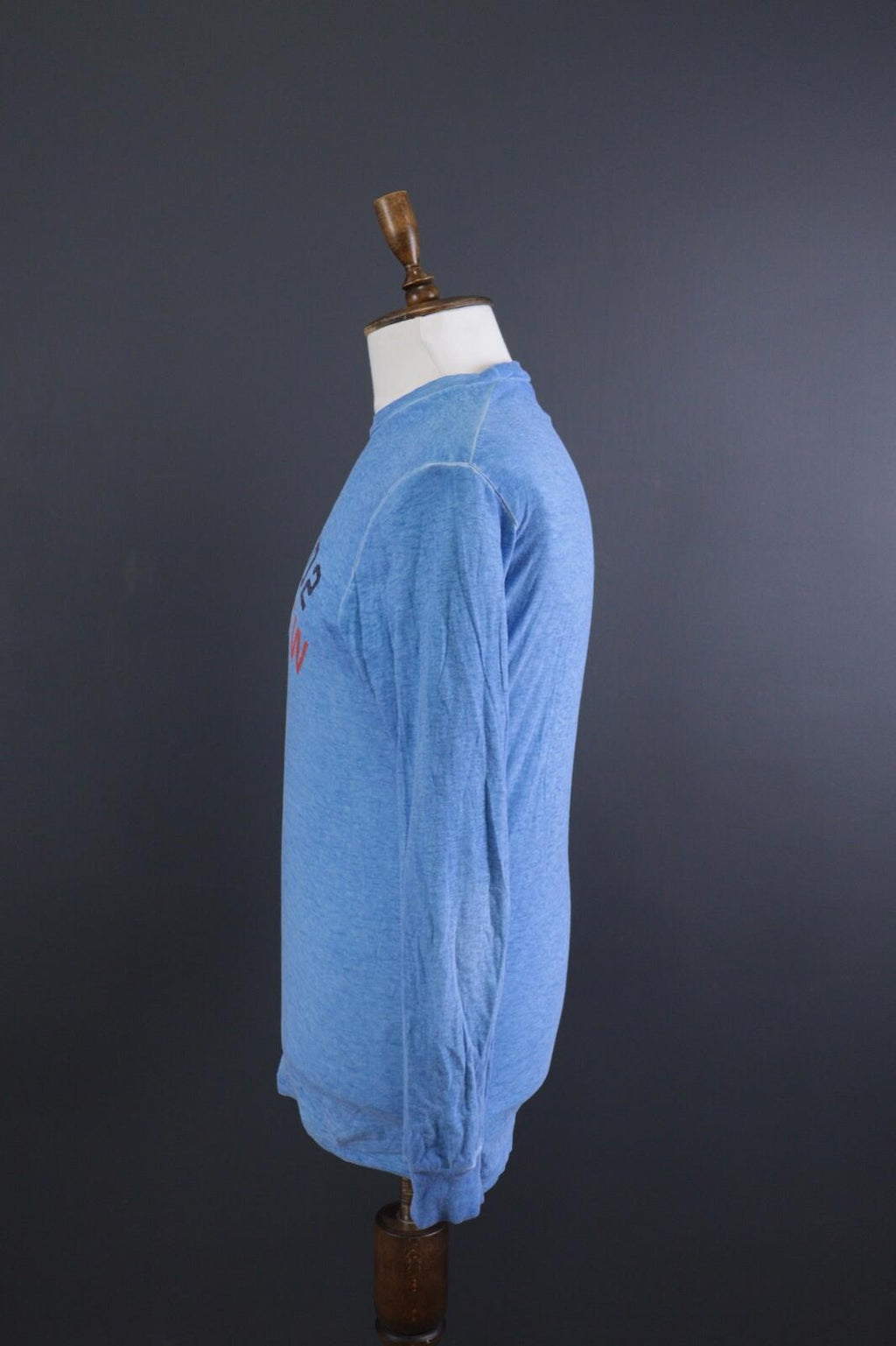 DSQUARED2 Blue Linen Long Sleeve Printed Top Sweatshirt – Size S