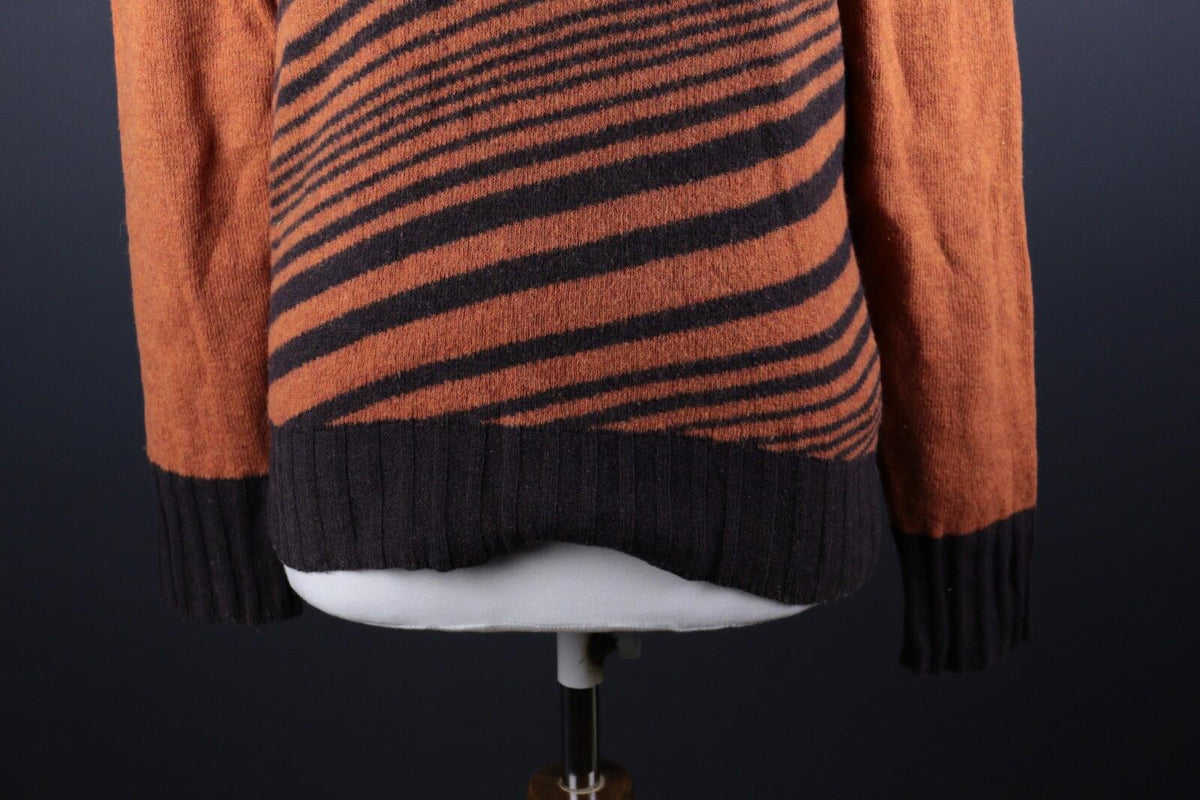 VERSACE JEANS COUTURE Orange Striped Wool Knit Long Sleeve Sweater – Size XL