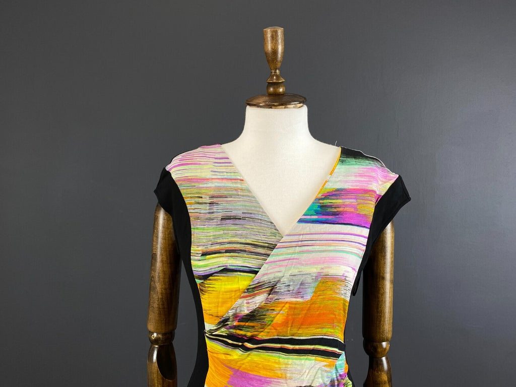 Escada Manresa Multicolor Short Sleeve Bodycon Midi Dress – Size EU 34