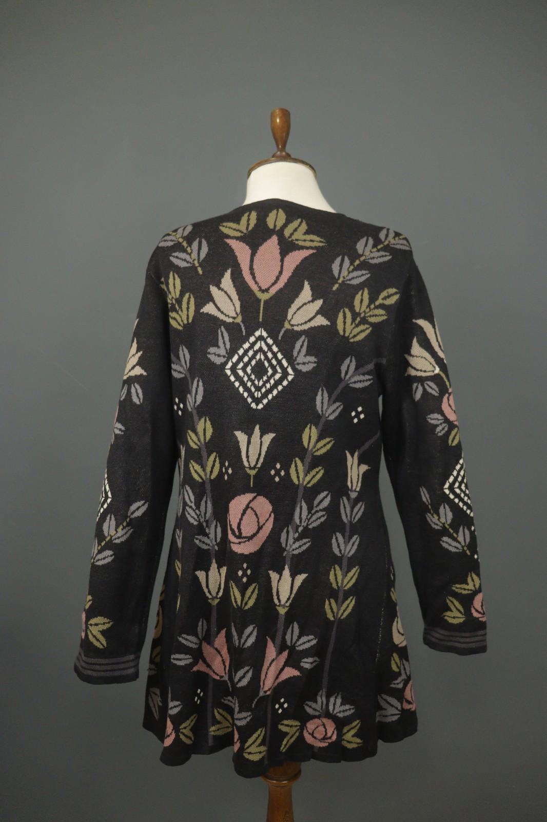 GUDRUN SJÖDEN Multicolor Floral Long Sleeve Button Front Cardigan Sweater – Size M