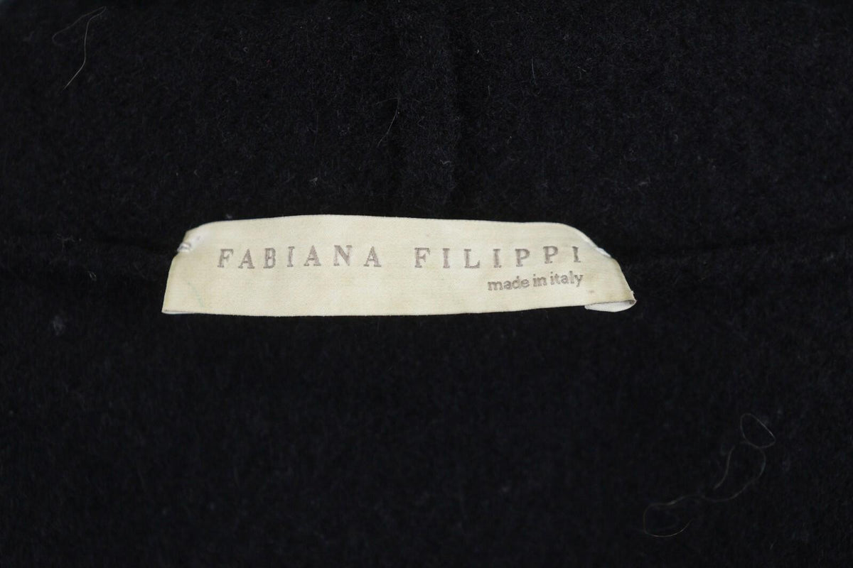 FABIANA FILIPPI Black Long Sleeve Button Front Cardigan Sweater Cape – Size M