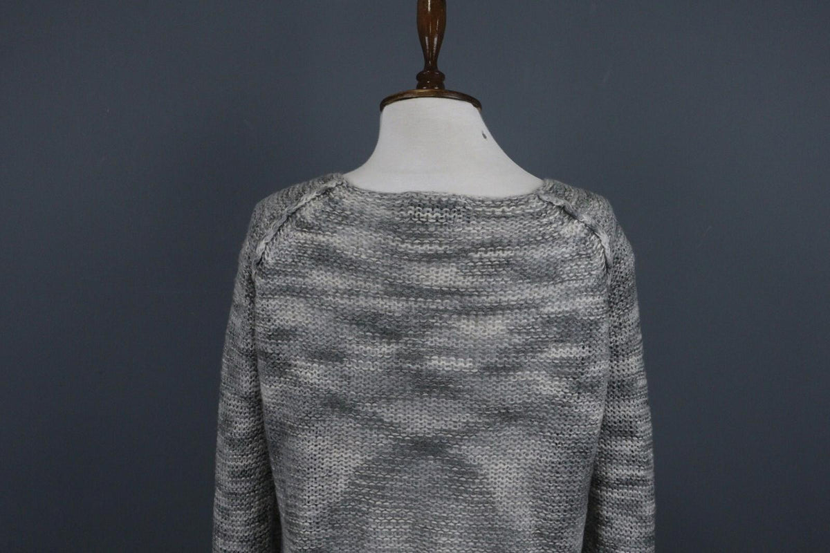 ANNETTE GORTZ Gray Long Sleeve Round Neck Lagenlook Cropped Sweater