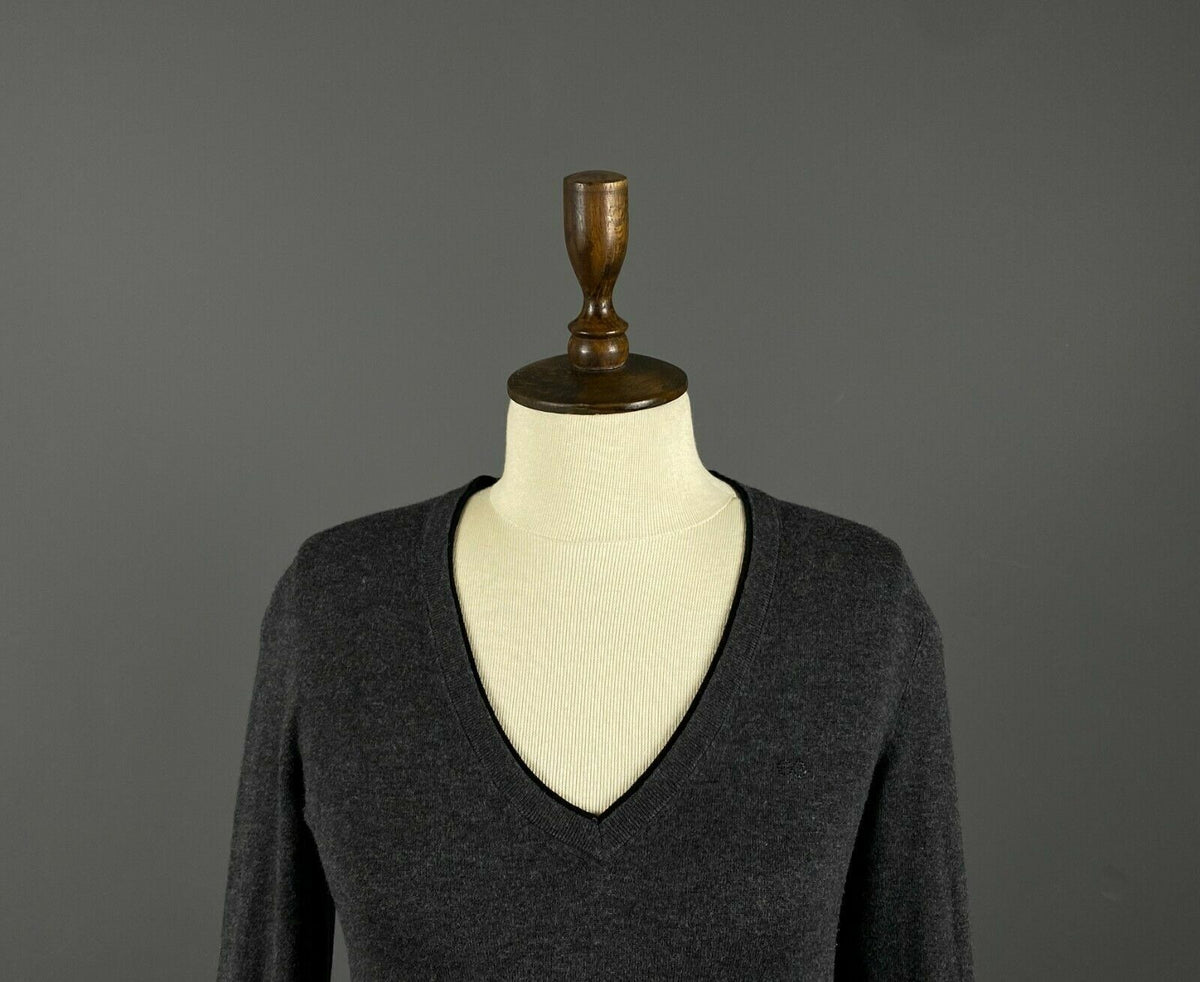 Escada Sport Gray Stretch V-Neck Pullover Jumper Sweater – Size S