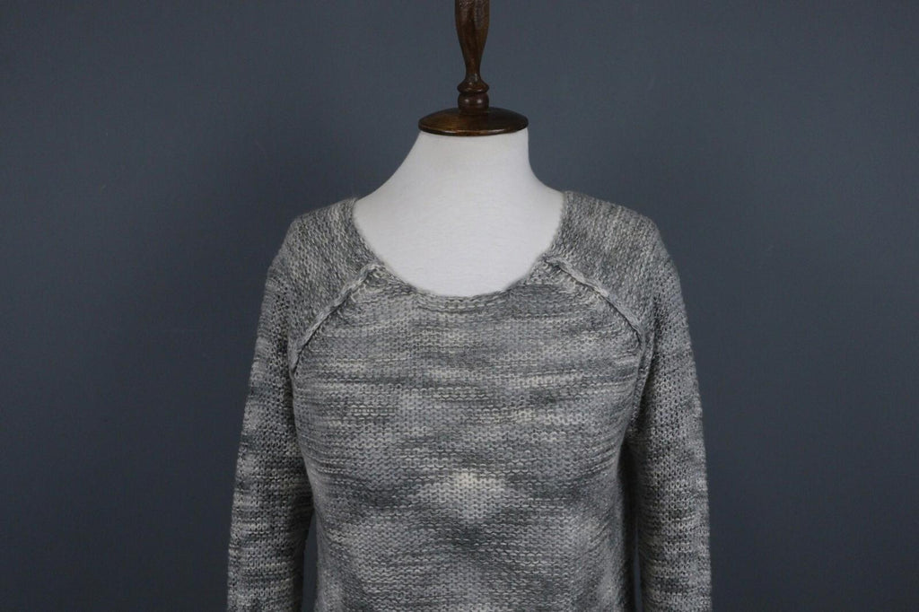 ANNETTE GORTZ Gray Long Sleeve Round Neck Lagenlook Cropped Sweater