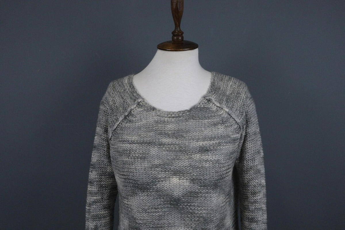 ANNETTE GORTZ Gray Long Sleeve Round Neck Lagenlook Cropped Sweater