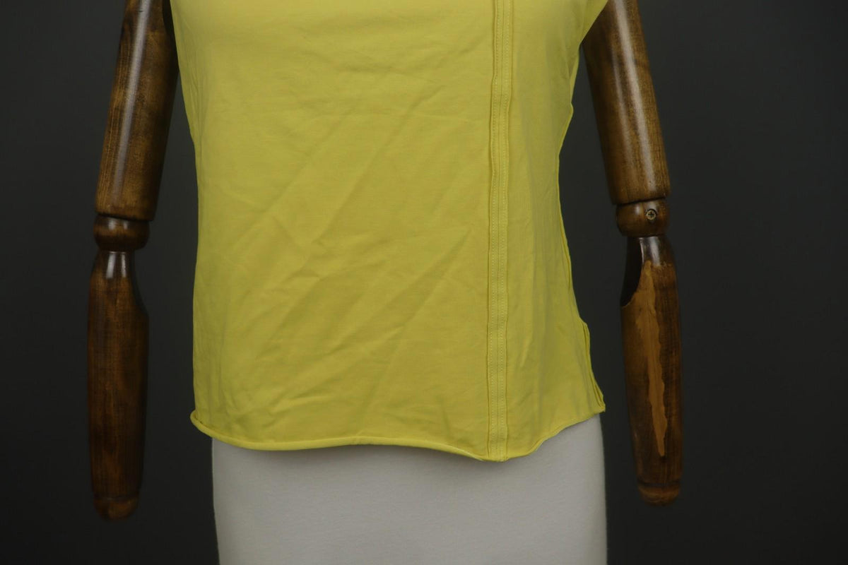 GUDRUN SJODEN Yellow Cotton Sleeveless Side V-Neck Pullover Blouse Top – Size L