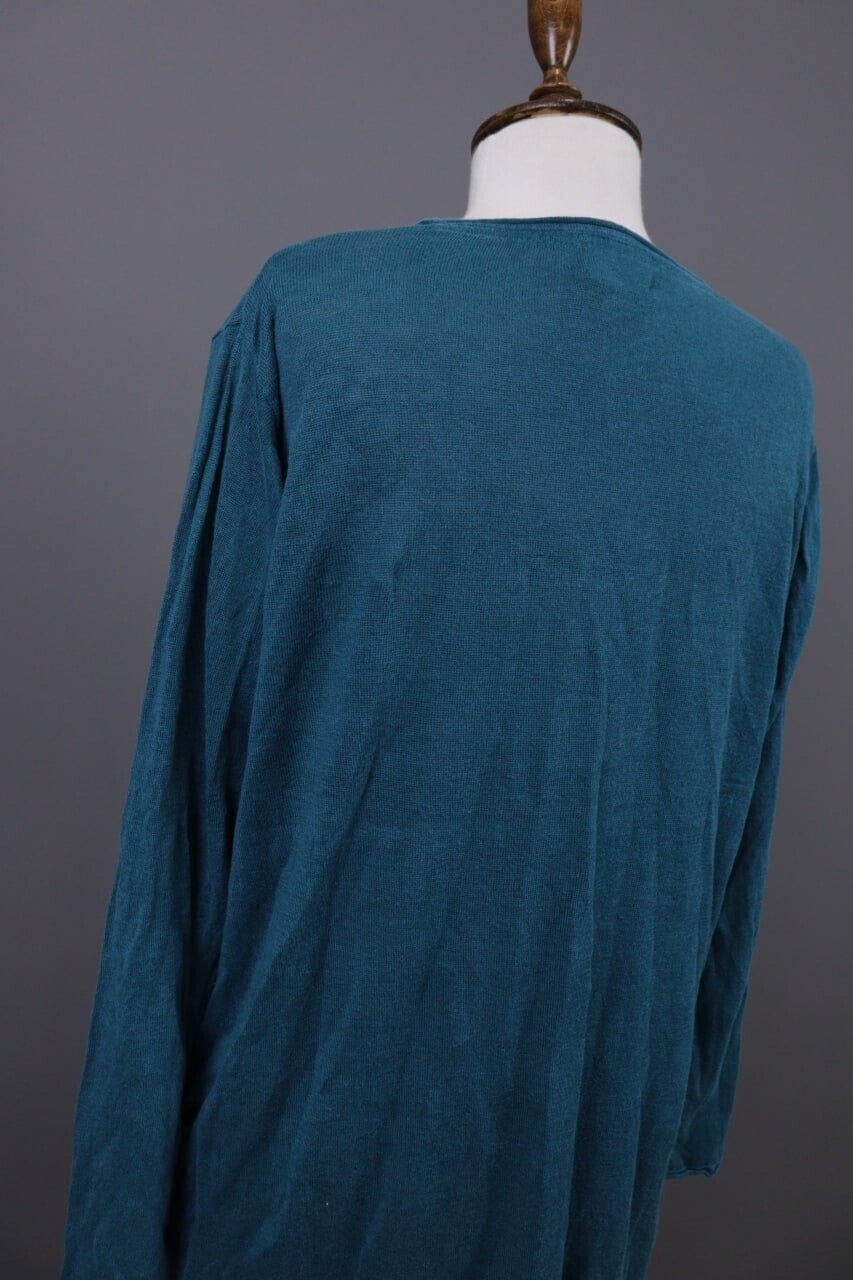 Gudrun Sjoden Blue Linen Lagenlook Long Sleeve Relaxed A-Line Dress – Size L