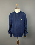 Vintage Chemise Lacoste Blue Cotton Cable Knit Jumper Sweater – Men's 5 / L