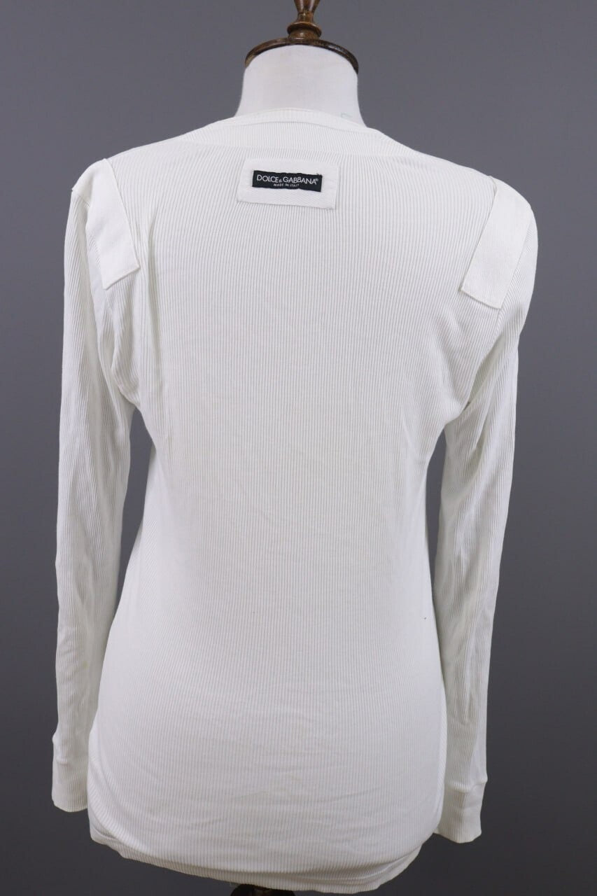 Dolce&Gabanna White V-Neck Pullover – Size 46