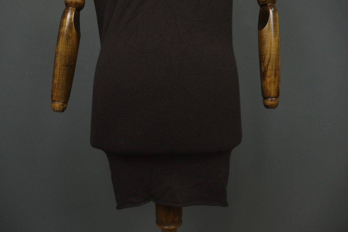 SARAH PACINI Black Viscose Blend Knit Short Sleeve Sweater Dress – Size One Size
