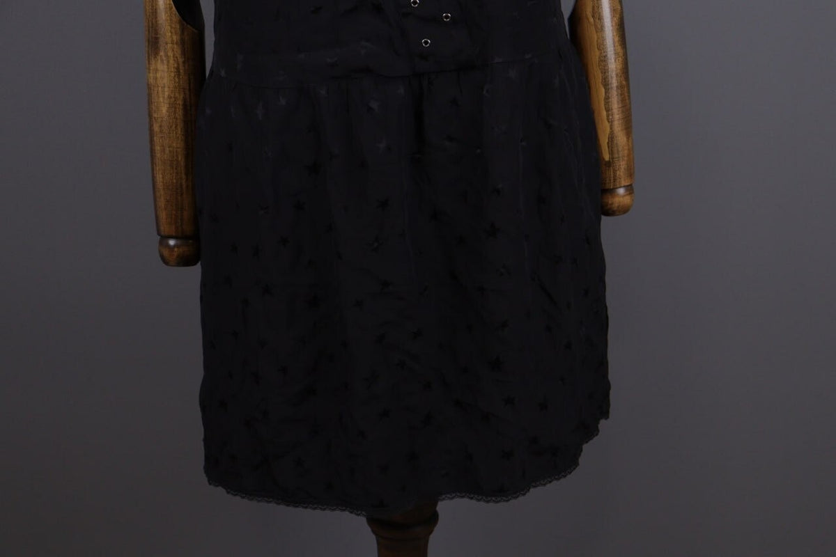Zadig & Voltaire Deluxe Star Printed Sleeveless Black Tank Knee Length Dress
