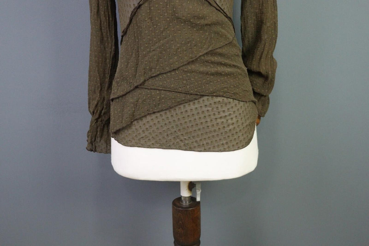 TRANSIT PAR SUCH Brown Mesh Silk Wrape Long Sleeve Top Blouse Shirt – Size 1